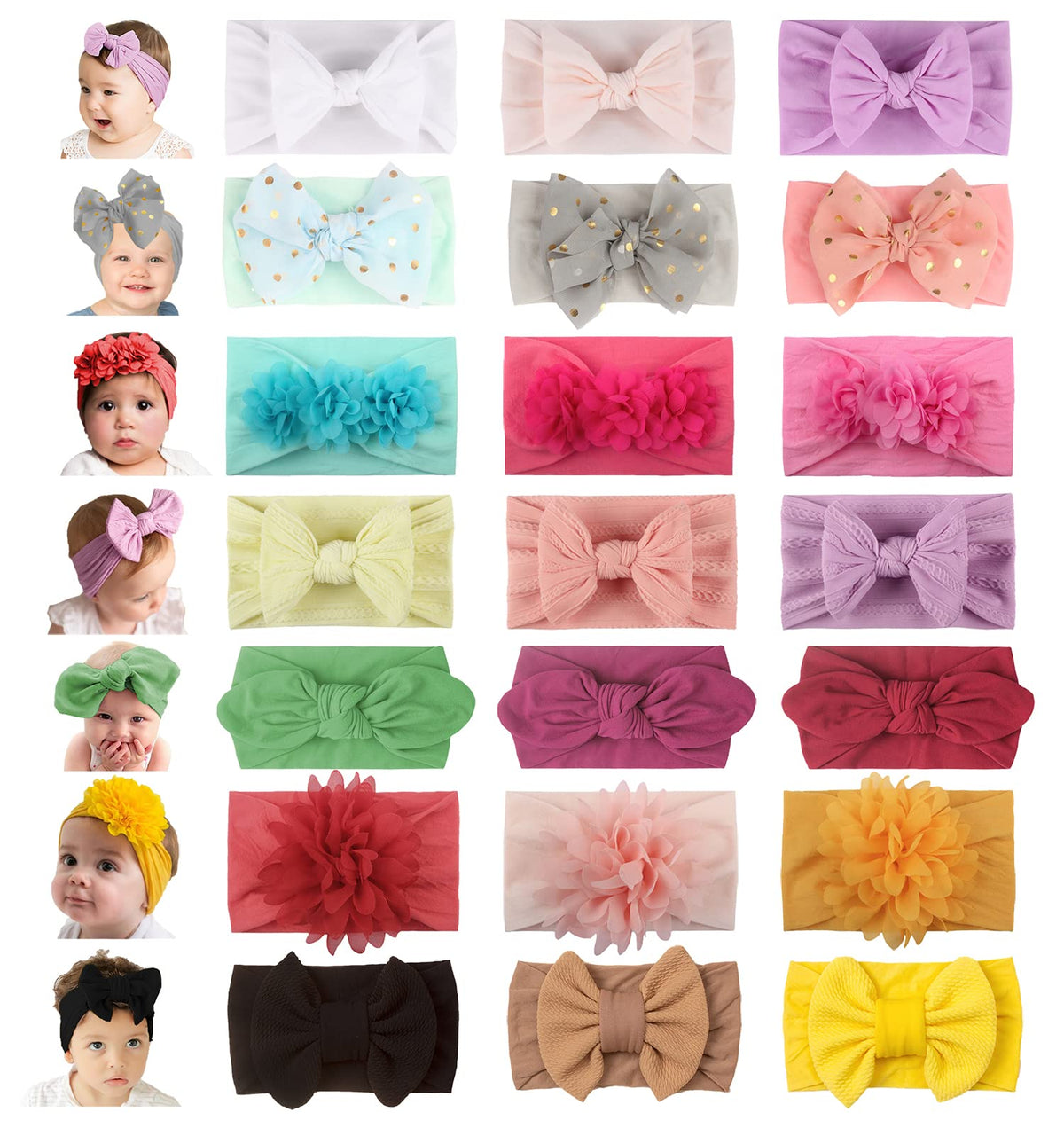 WZT nylon headbands soft-stretch for newborns and toddlers