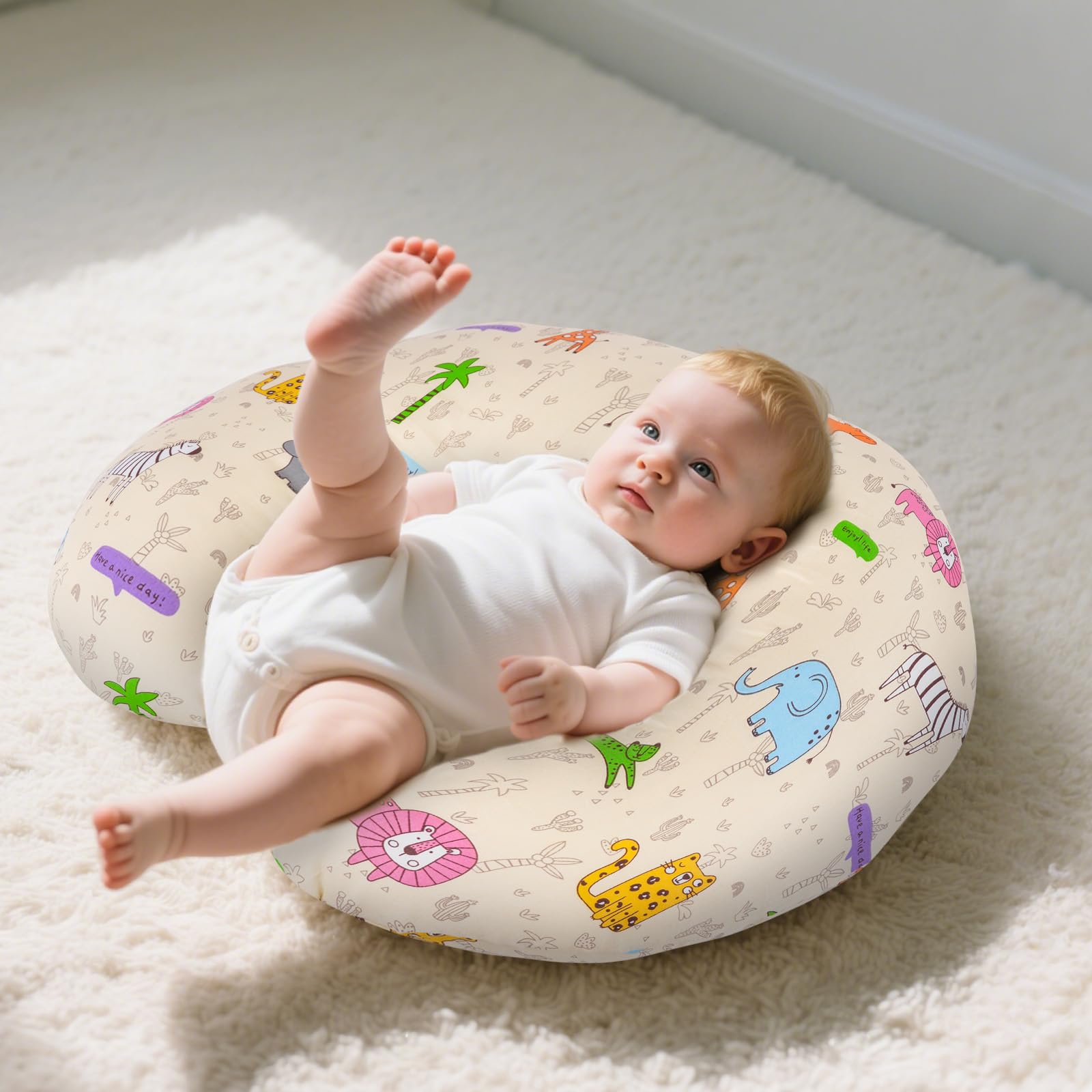 x-vesolje Baby Nursing Pillow with 3D fiber fill provides soft, supportive cushioning