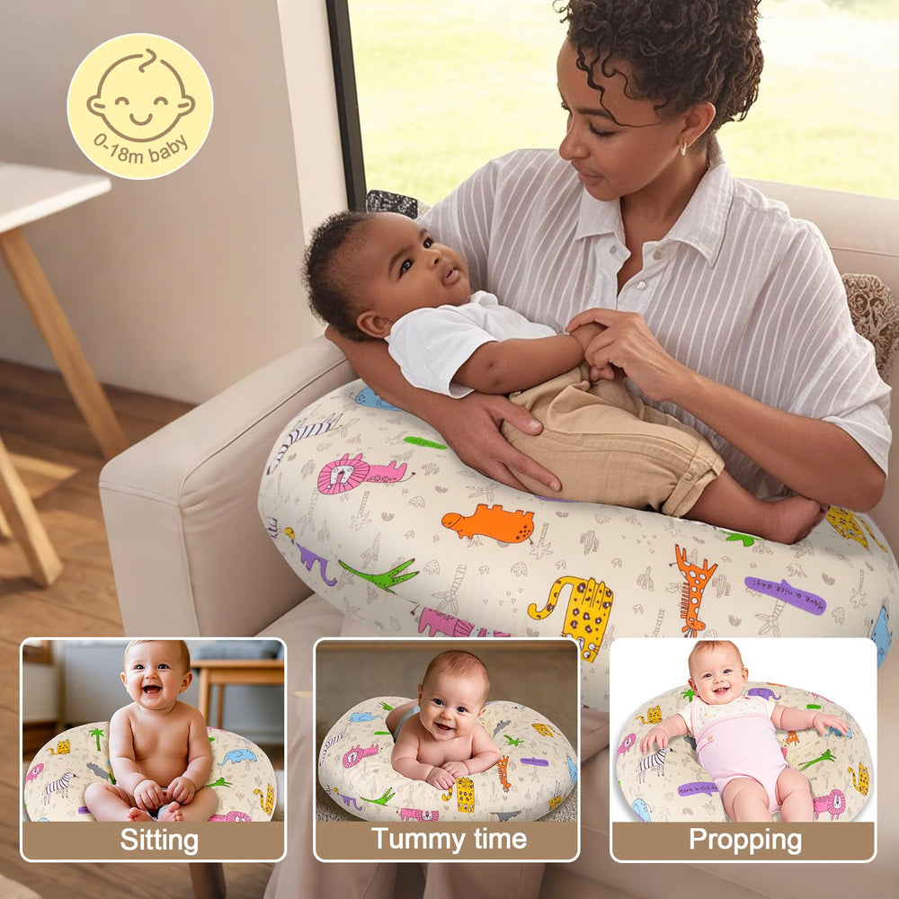 x-vesolje Baby Nursing Pillow removable cover closeup showing breathable cotton fabric
