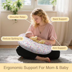 x-vesolje Blooming Daisy nursing pillow cover closeup shows breathable cotton material