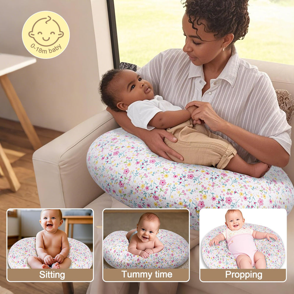 x-vesolje Blooming Daisy nursing pillow side view highlights adjustable positioning for bottle feeding