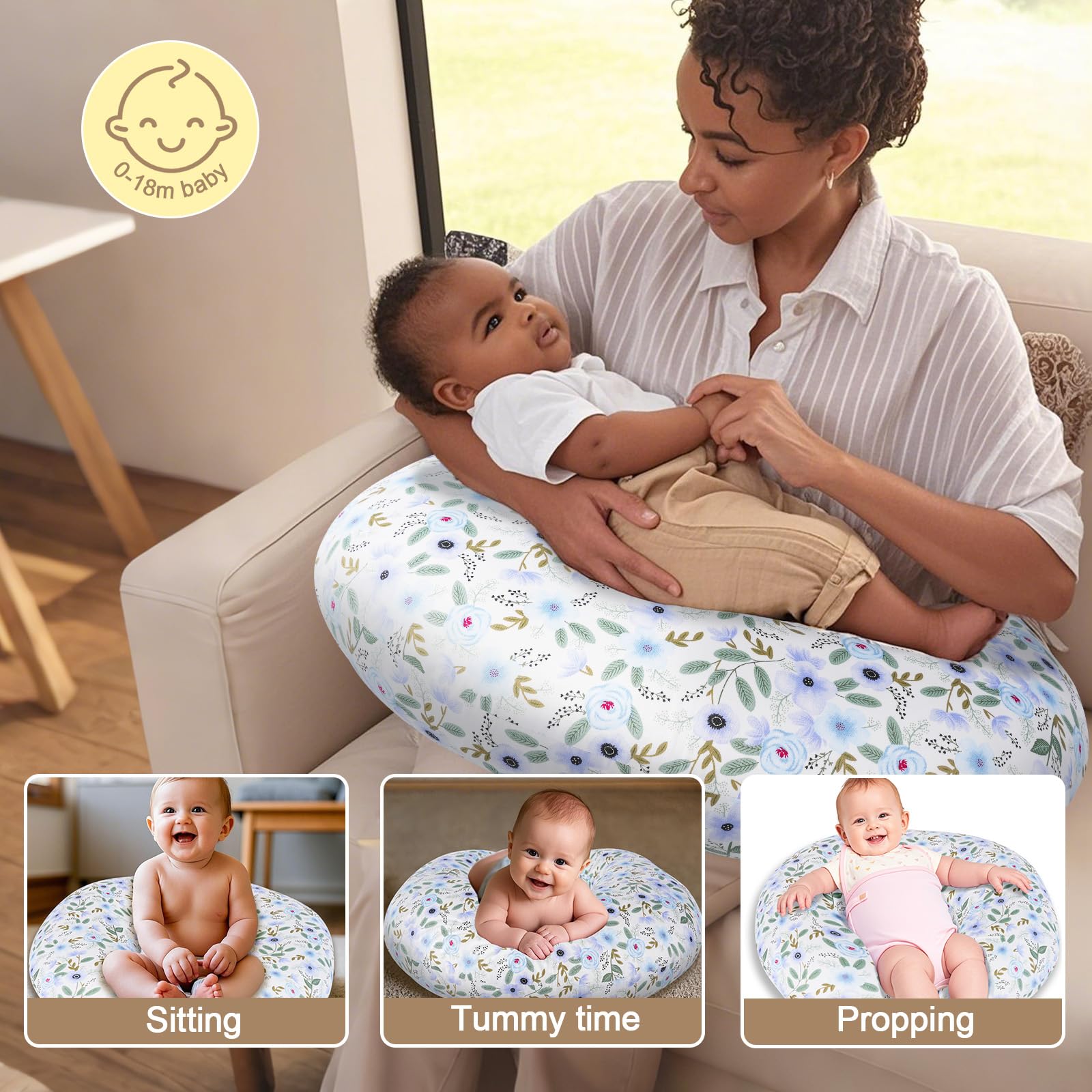 x-vesolje Leaf nursing pillow baby feeding position demonstrates comfortable arm and neck alignment