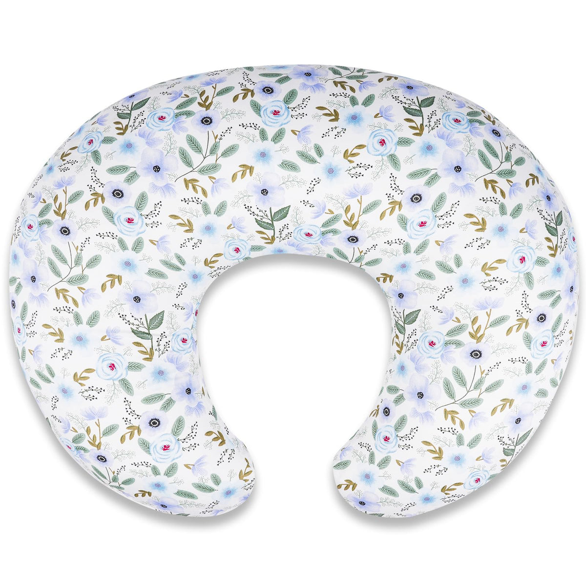 x-vesolje Leaf nursing pillow cover closeup highlighting breathable 100% cotton fabric for baby skin