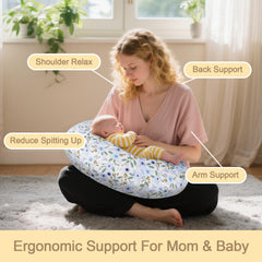 x-vesolje Leaf nursing pillow mom using setup for easier bottle feeding relief