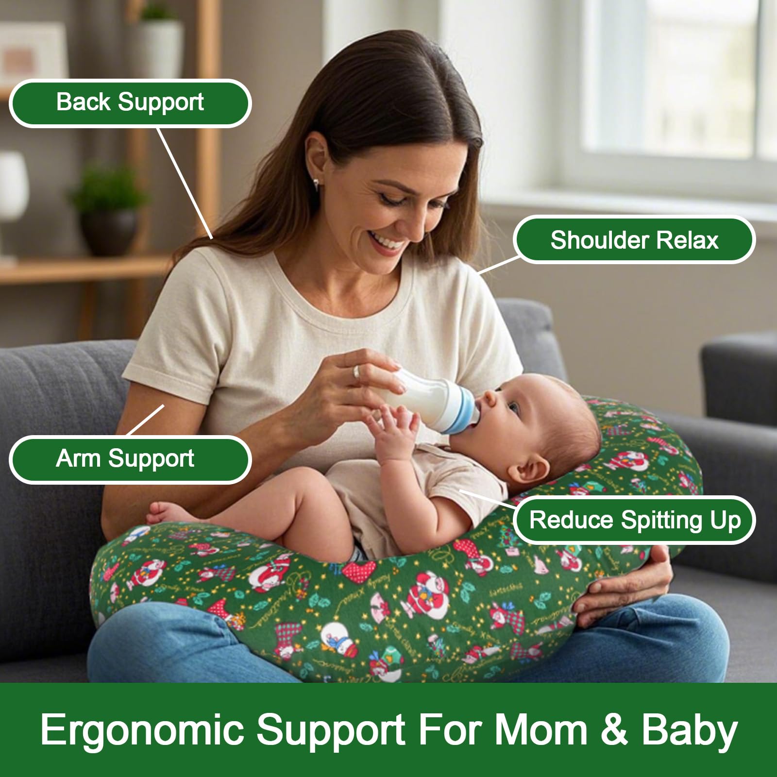 X-vesolje Nursing Pillow supports baby during tummy time