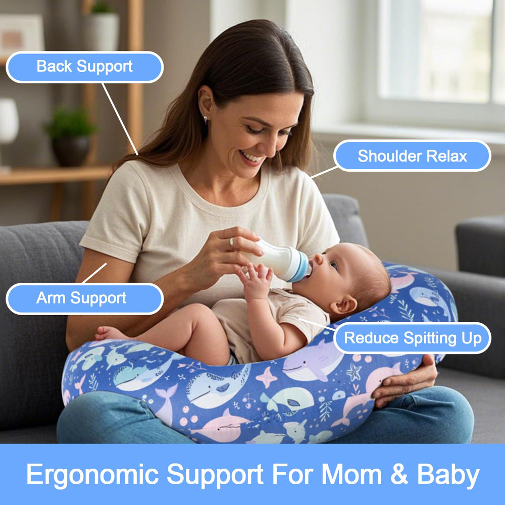 x-vesolje nursing pillow baby surface supports mom during feeding for less strain