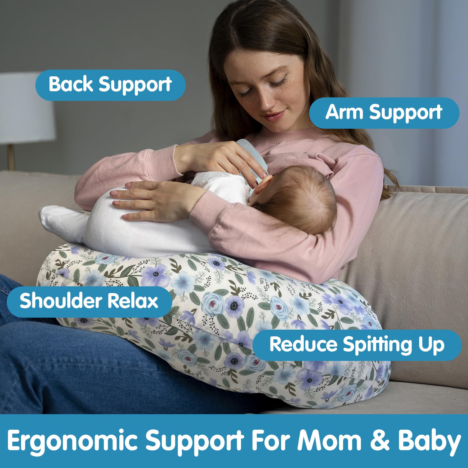X-vesolje nursing pillow aids tummy time and early play