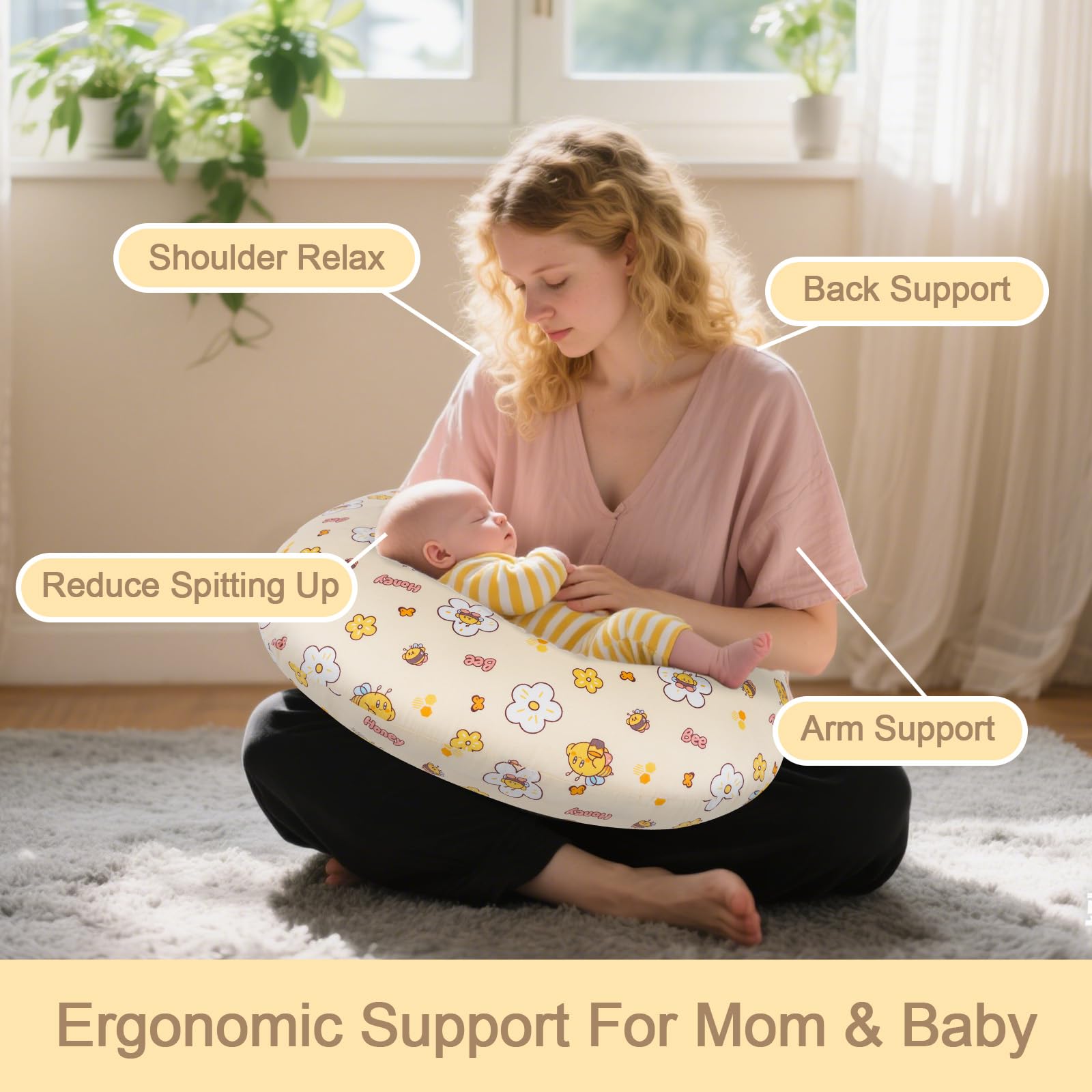 X-vesolje nursing pillow aids bottle feeding positioning for comfortable parent and baby interaction