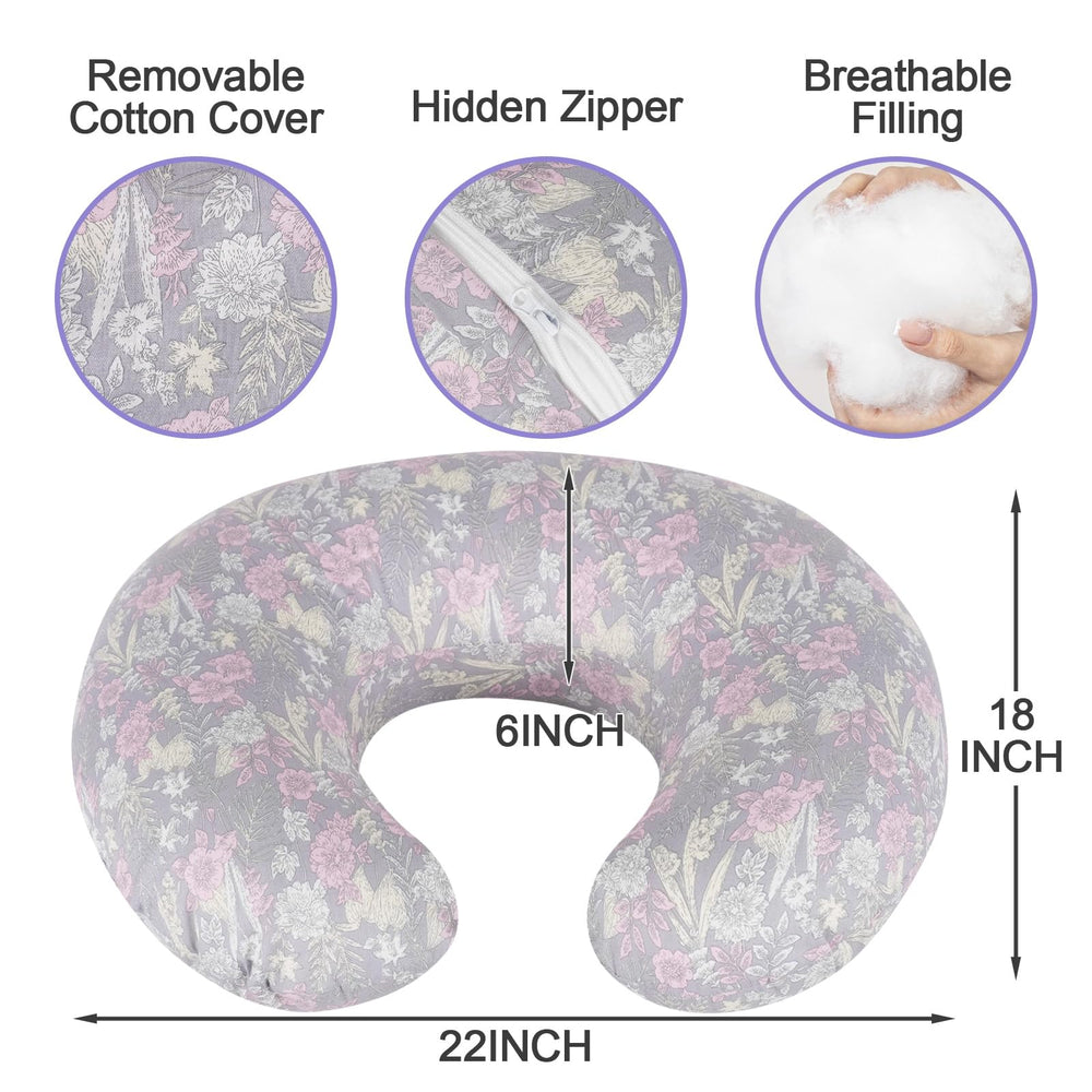 x-vesolje nursing pillow side view demonstrates the ergonomic curved shape for comfortable positioning.