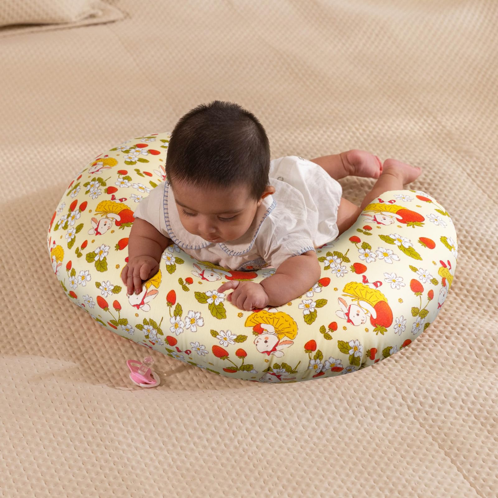 x-vesolje nursing pillow provides soft foam cushioning for neck and back comfort.