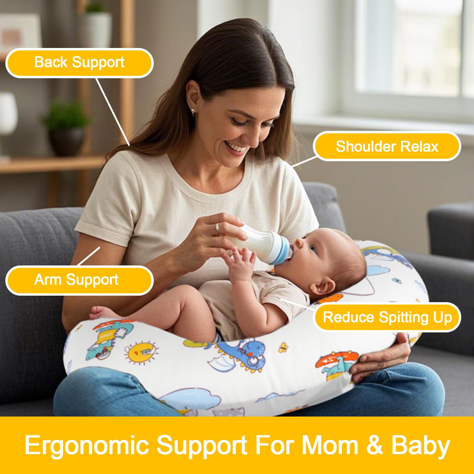 x-vesolje nursing pillow supports tummy time and growth milestones