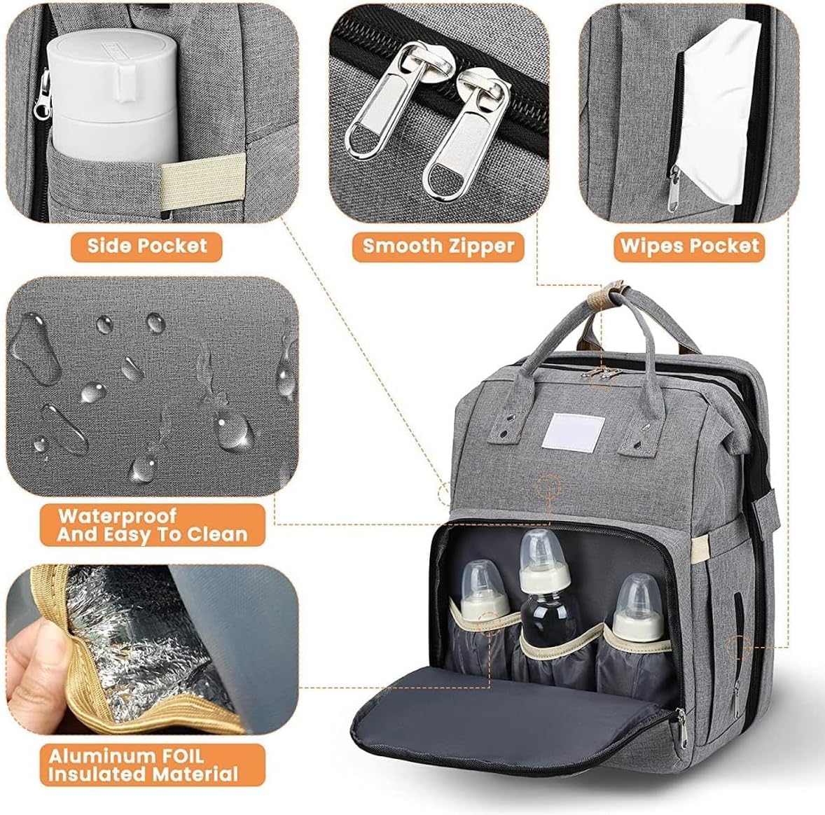 X W EI UNION diaper bag demonstrates versatile use as backpack or handbag.