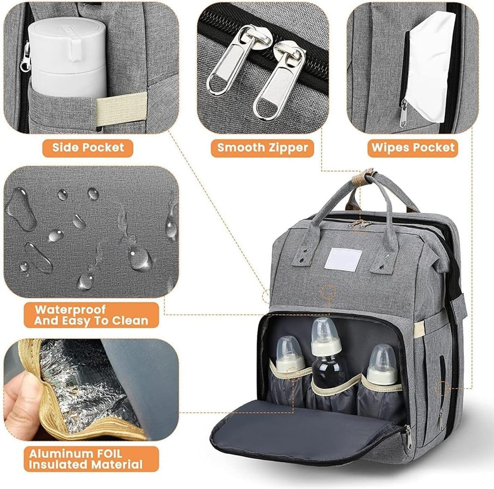 X W EI UNION diaper bag demonstrates versatile use as backpack or handbag.
