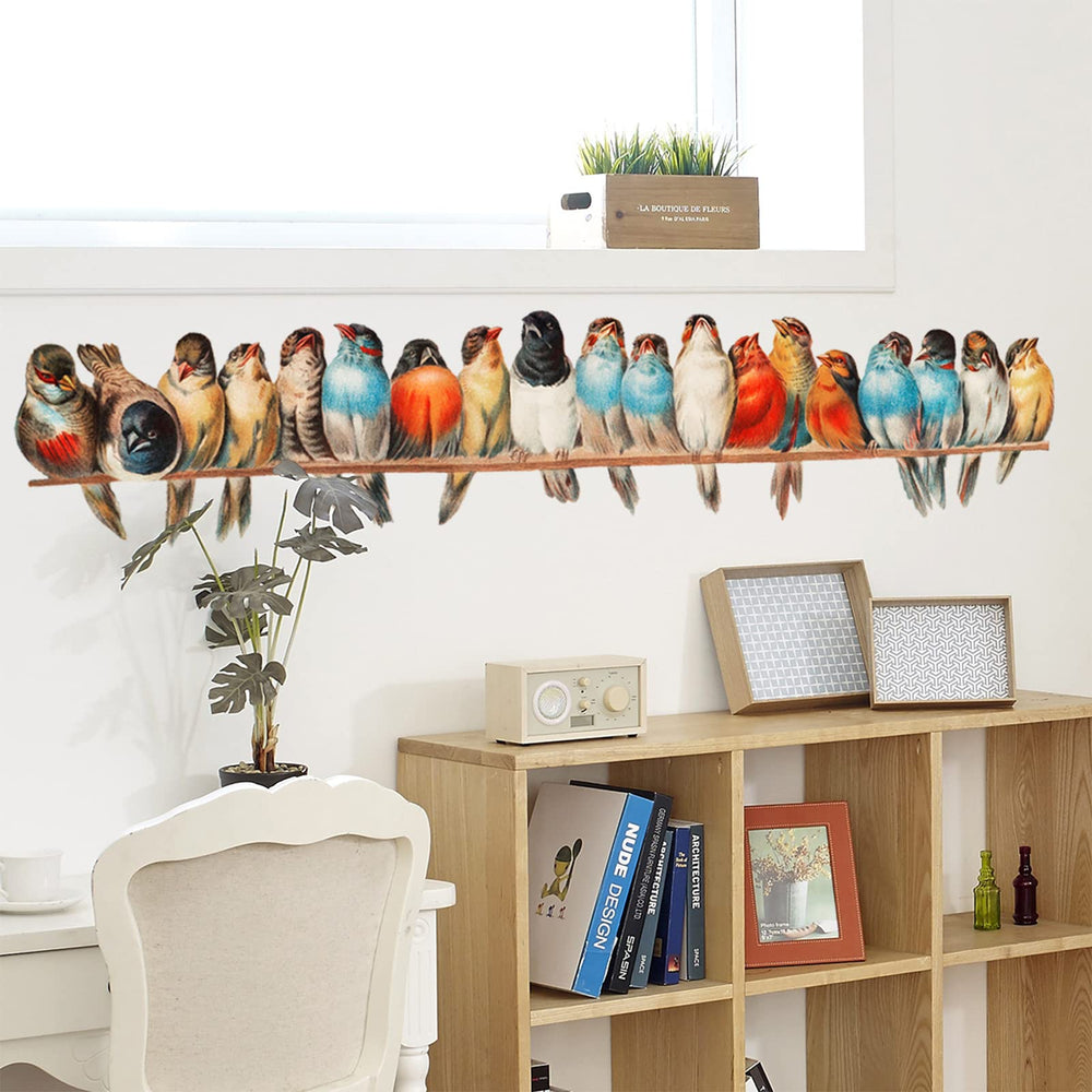 X-xdaonl Bright cartoon birds mural adds playful charm to living rooms