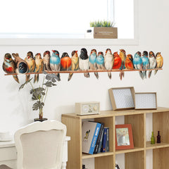 X-xdaonl Bright cartoon birds mural adds playful charm to living rooms