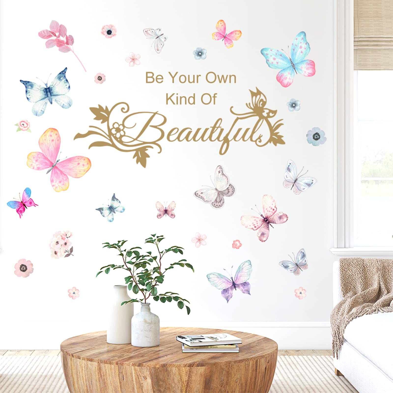 X-xdaonl DIY flower vinyl mural creates a vibrant living room focal point