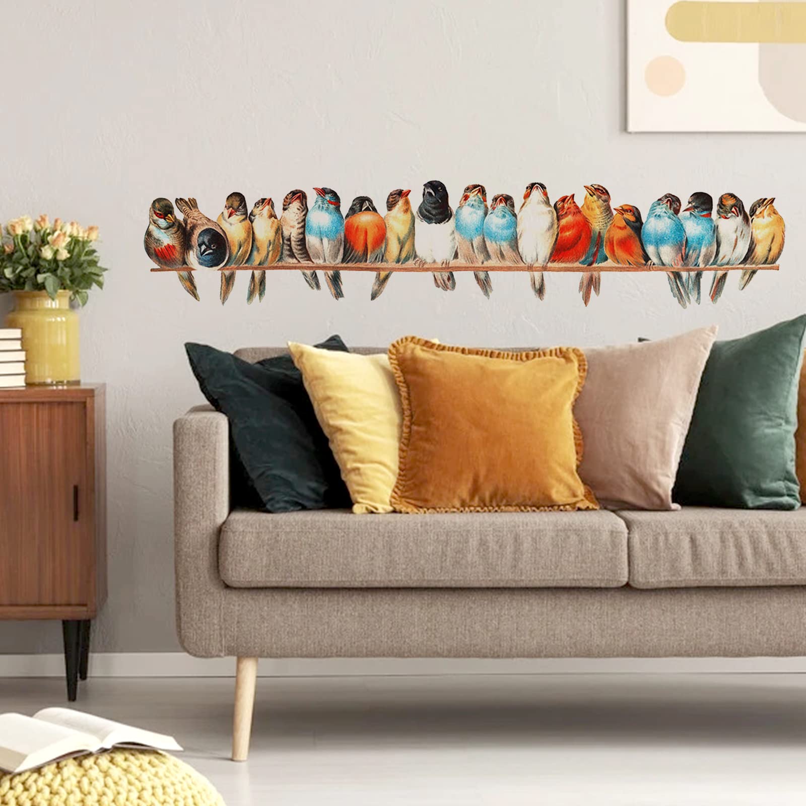X-xdaonl Watercolor birds on branch close-up highlights vibrant colors
