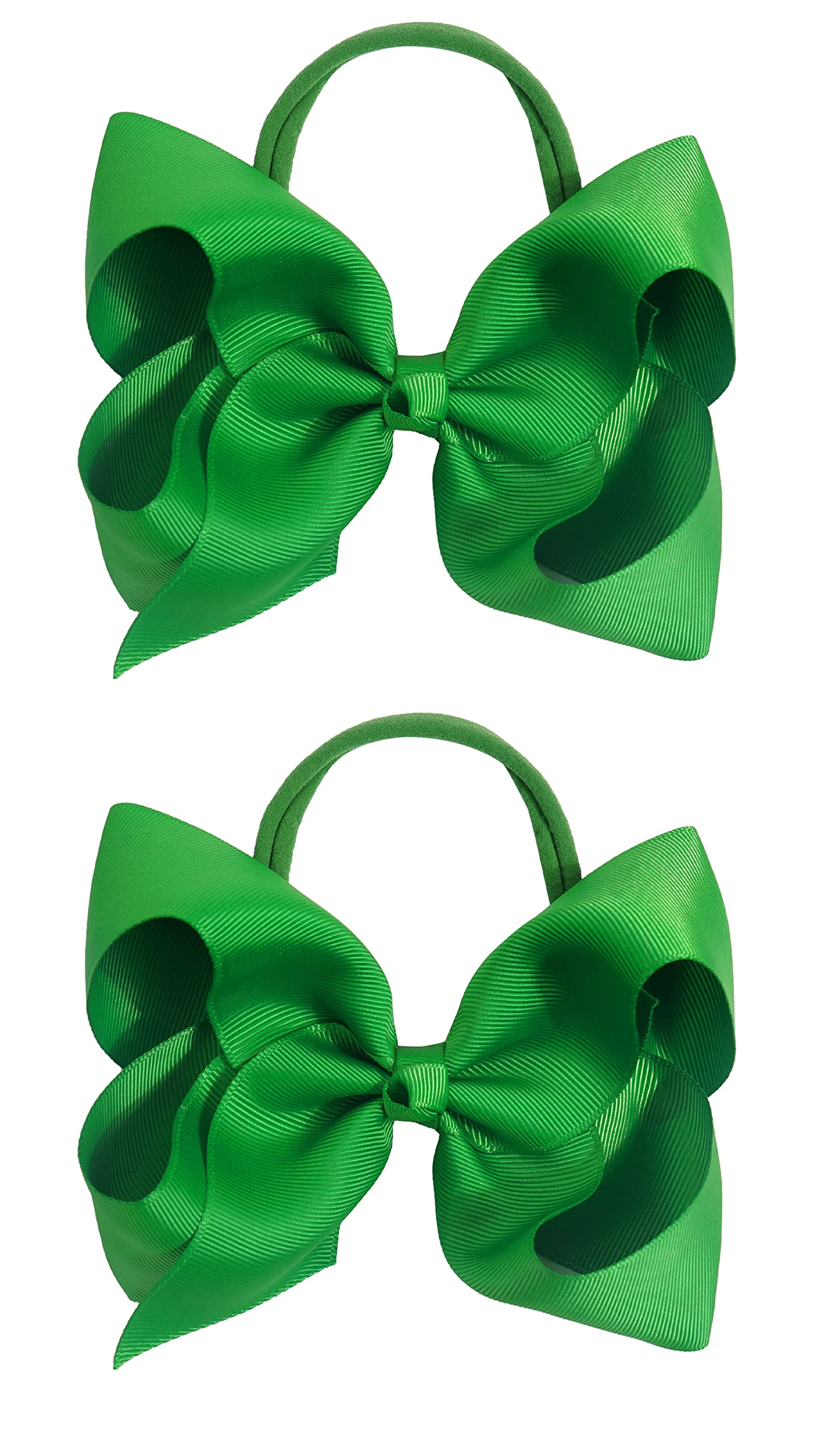 Xansema 2Pcs 6 Inches Ribbon Baby Headbands deep green closeup ideal for photoshoots