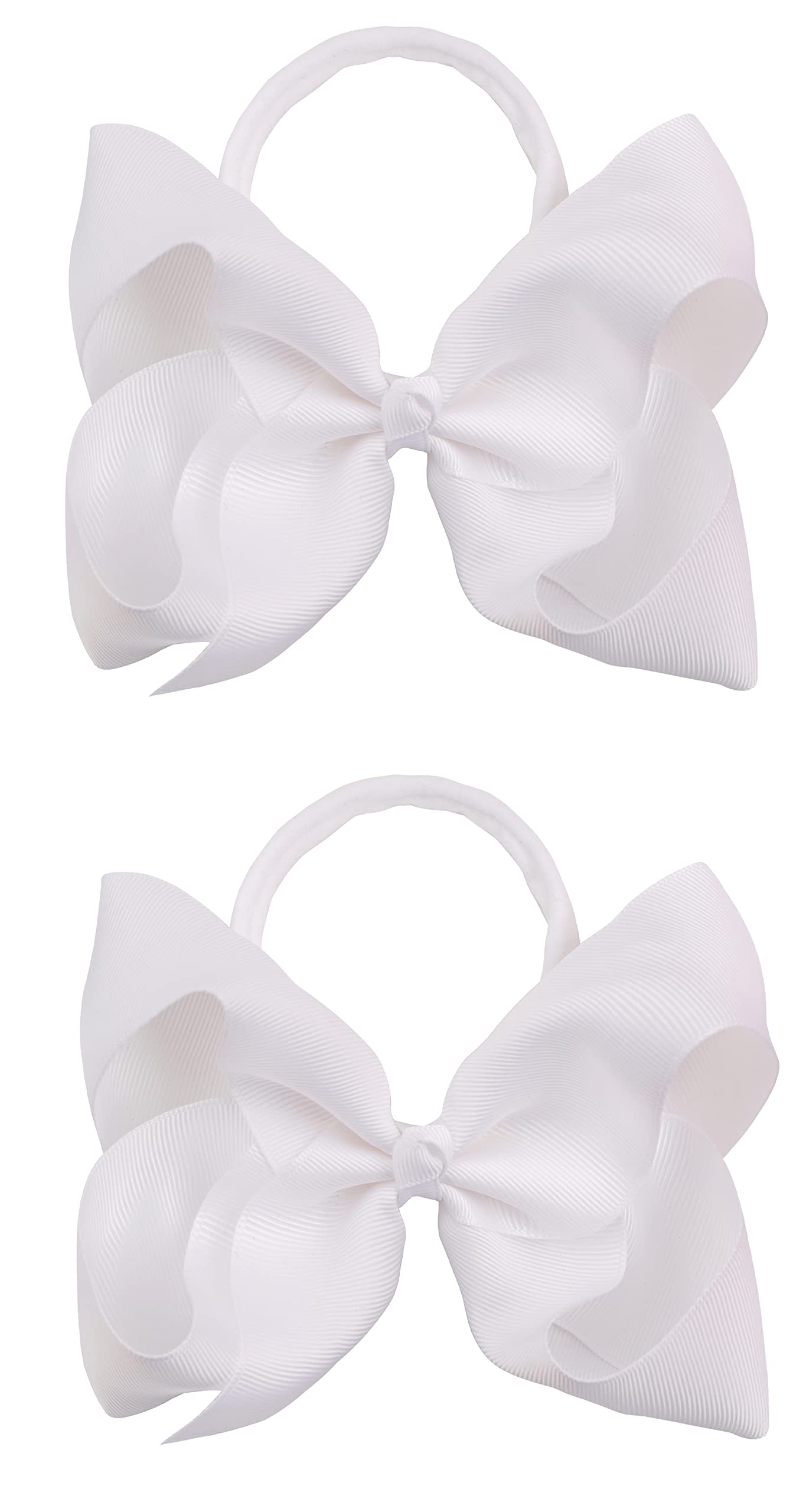 Xansema white headbands with 6-inch bow, soft elastic for newborn photos