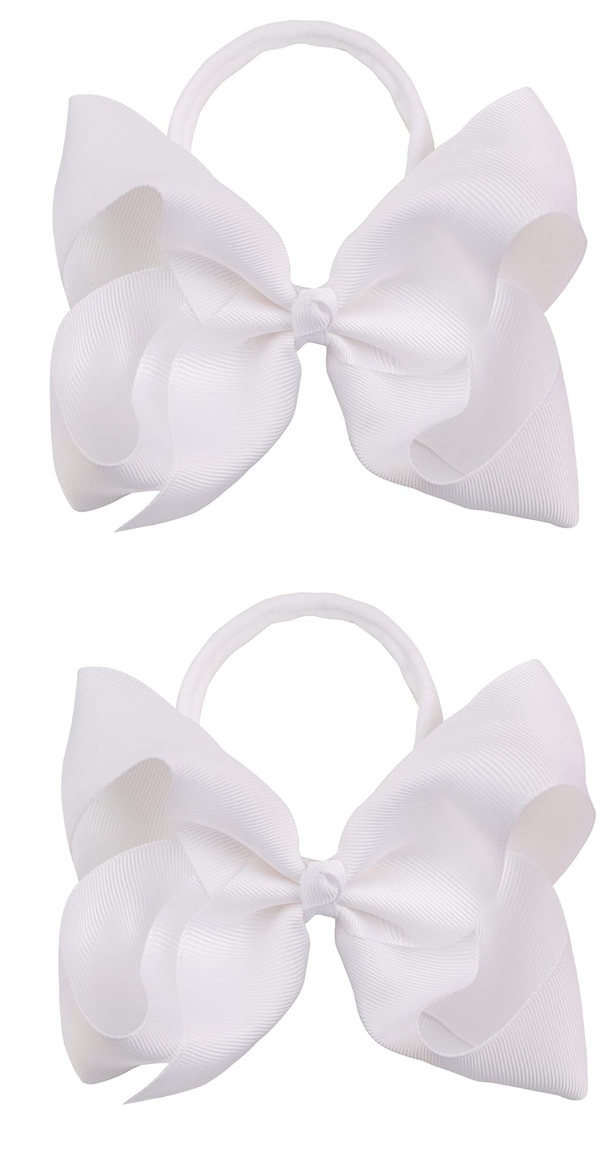 Xansema white headbands with 6-inch bow, soft elastic for newborn photos