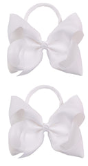 Xansema white headbands with 6-inch bow, soft elastic for newborn photos