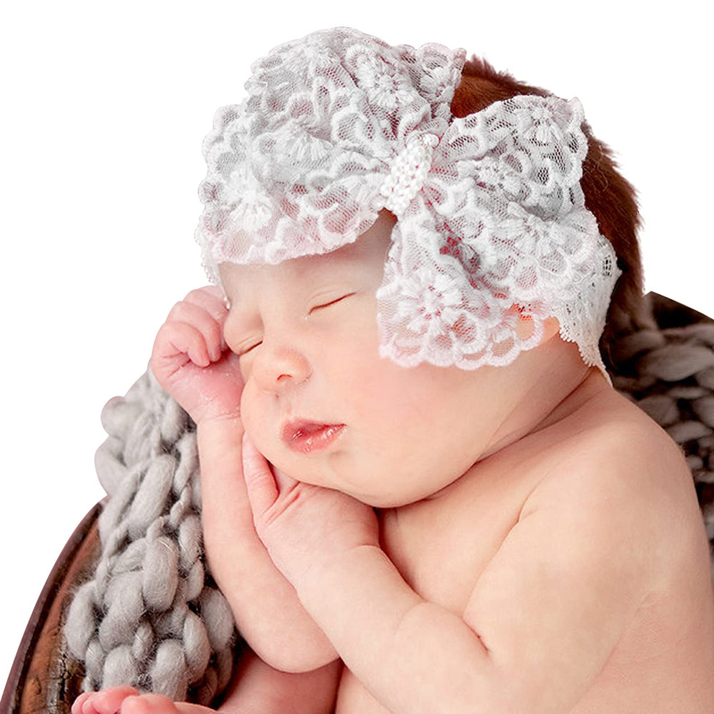 Xansema baby girl lace headband elastic band for growing heads.