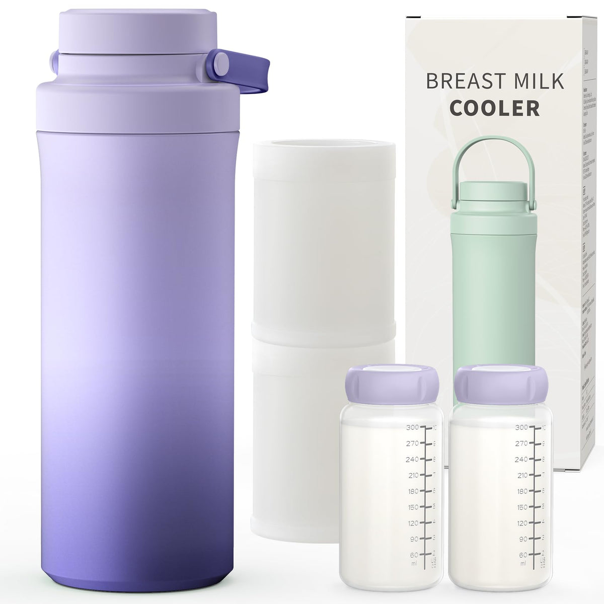 XAPROO breast milk cooler bottle front purple shows portable all-day design