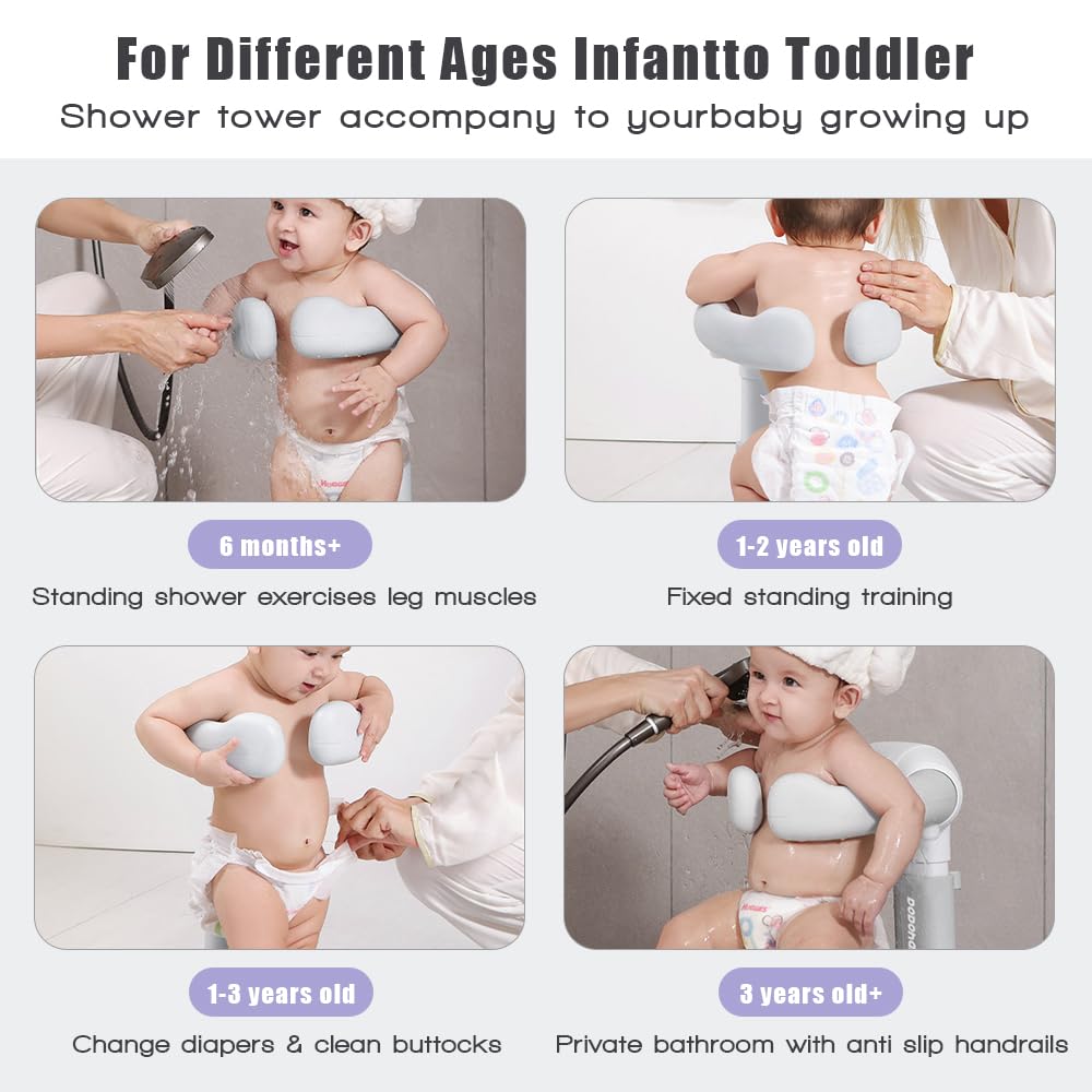 XASMA baby shower stand anti-slip base ensures stable, safe baths
