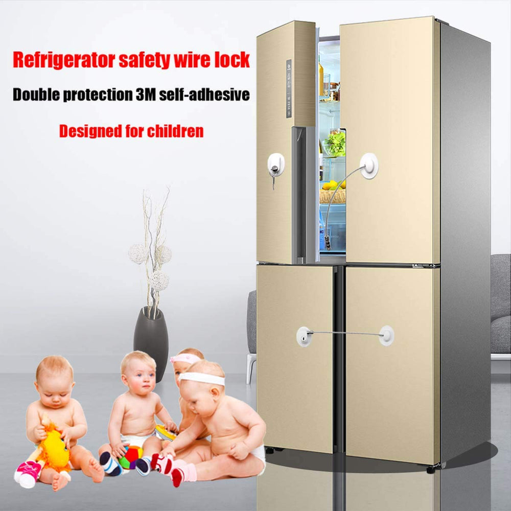 XccMe fridge lock four-pack mounted on fridge door for control