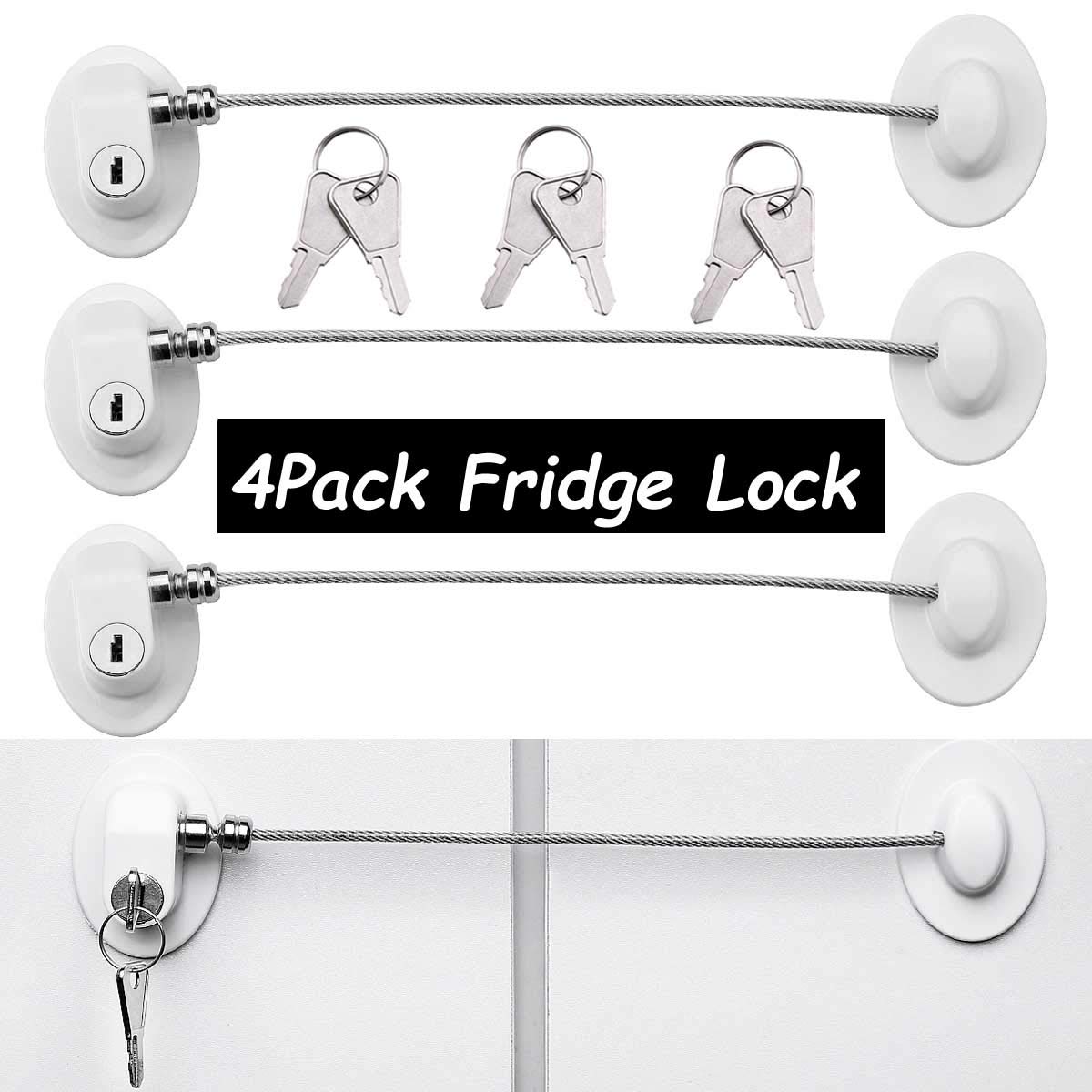 XccMe fridge lock packaging showing the four-pack safety solution