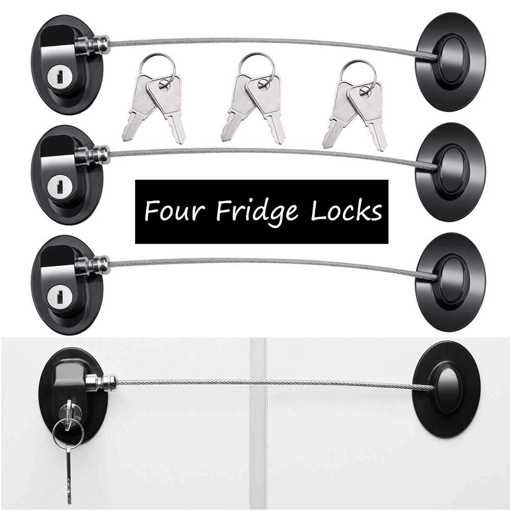 XccMe fridge locks 4-pack with 8 keys secures fridge for kid-safe kitchen access