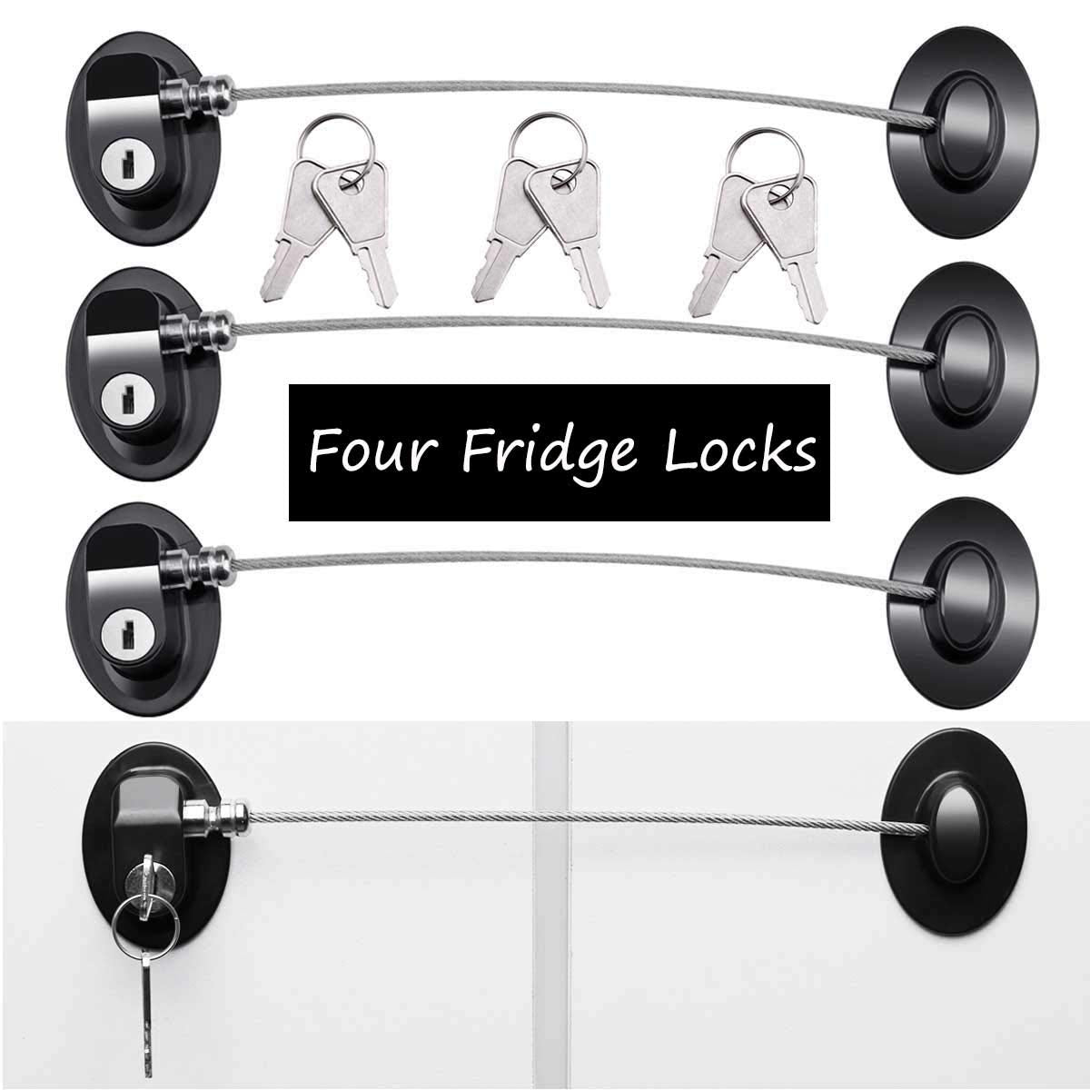 XccMe fridge locks 4-pack with 8 keys secures fridge for kid-safe kitchen access