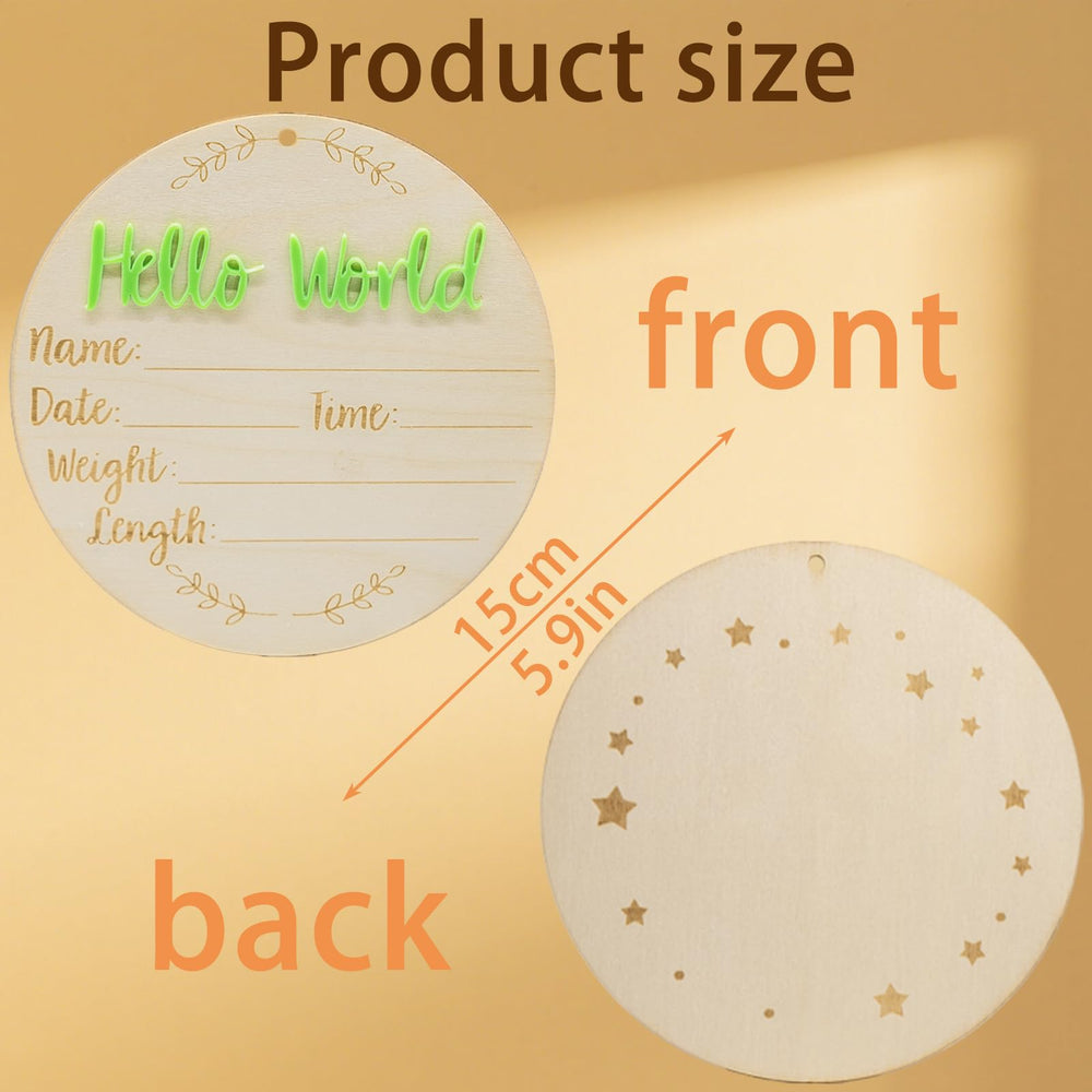 XCMVCN hello world 3D letters on sign as newborn keepsake.