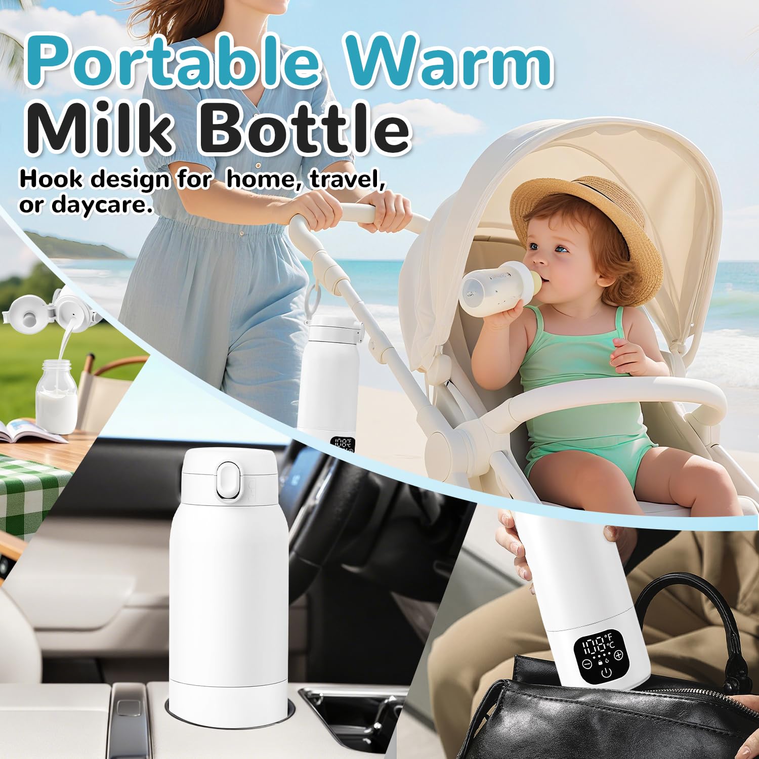 XDTIME portable milk warmer battery charging shows fast recharge for continuous feeds.