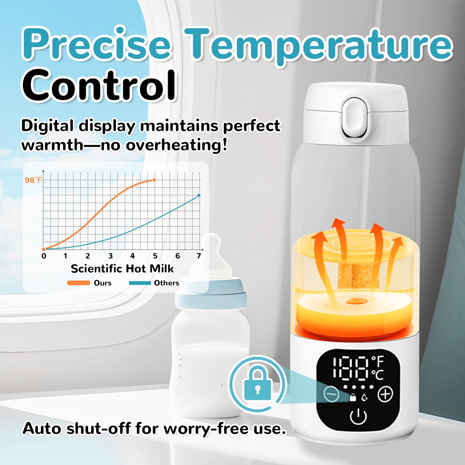 XDTIME portable milk warmer bottle in use demonstrates quick even warming on the move.