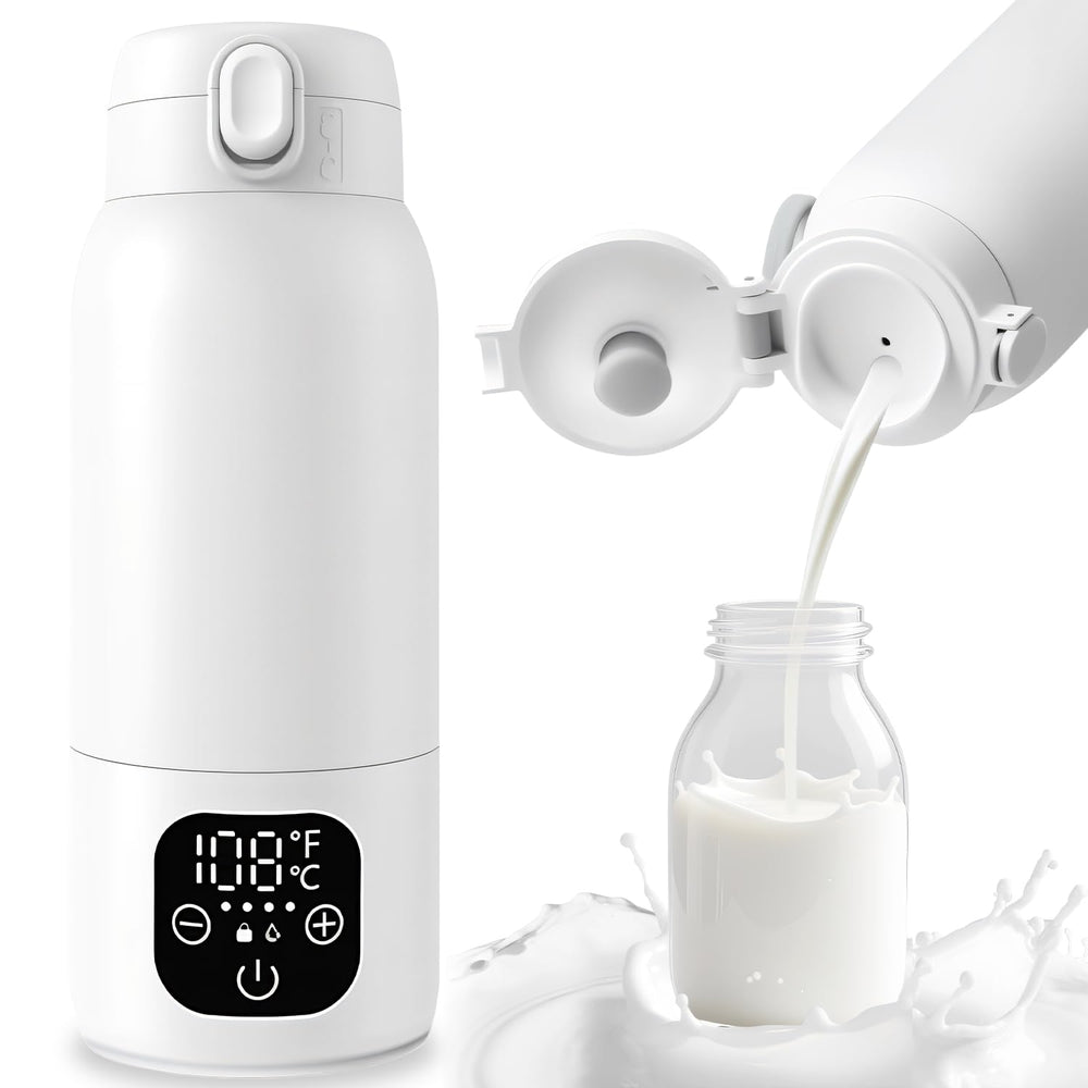 XDTIME portable milk warmer front view shows compact cordless design for on the go feeds.