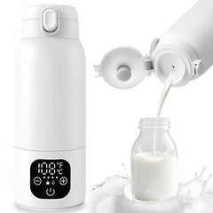 XDTIME portable milk warmer front view shows compact cordless design for on the go feeds.