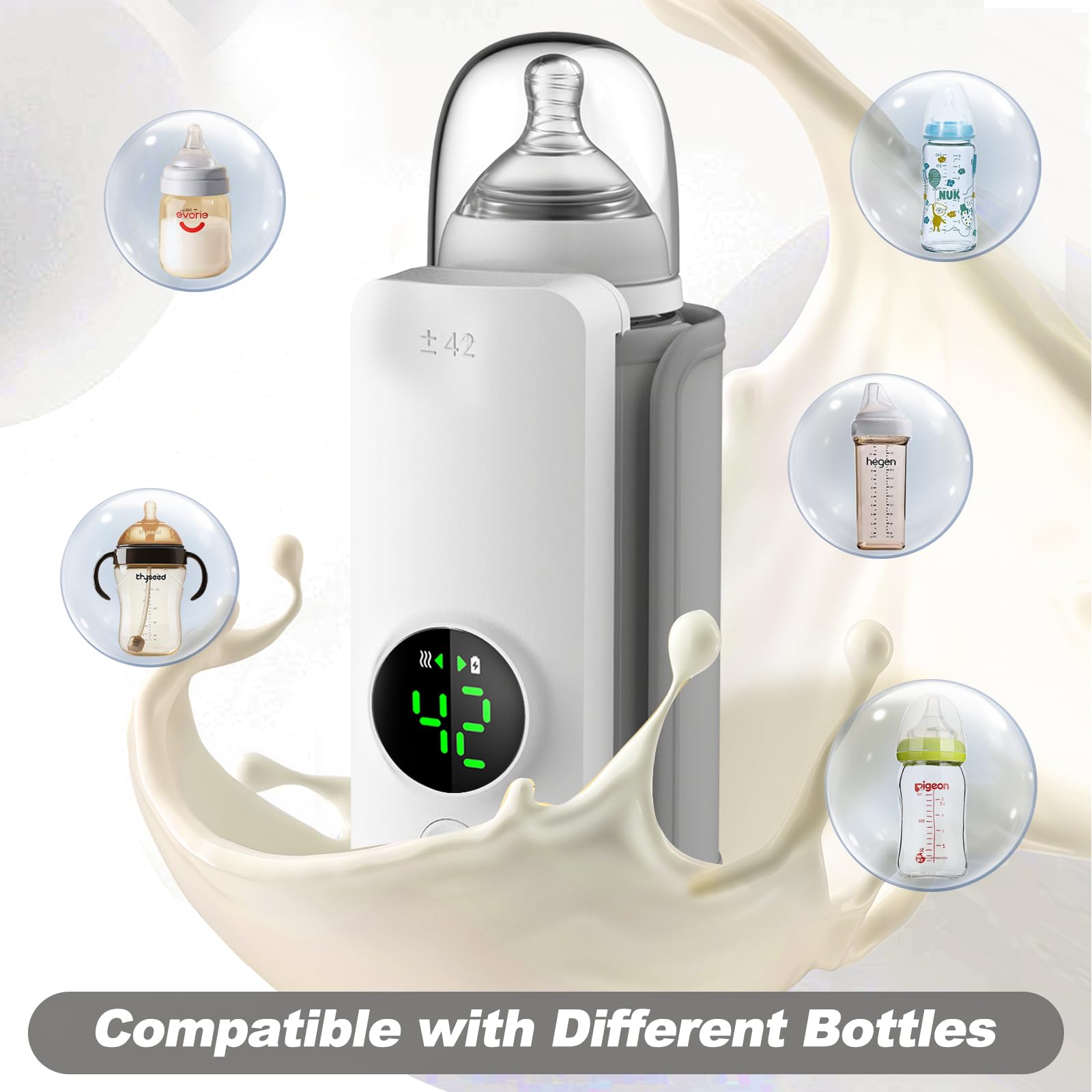 Xeamun baby milk warmer fits bottles up to 2.5 inches.
