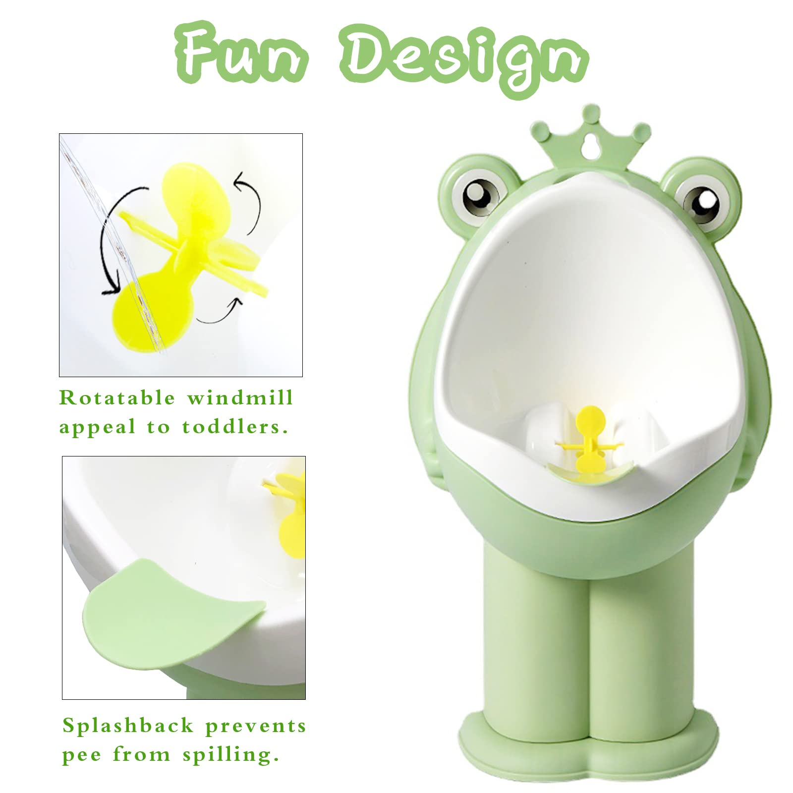 Xeehwb Frog Urinal suction-install option saves space on walls.
