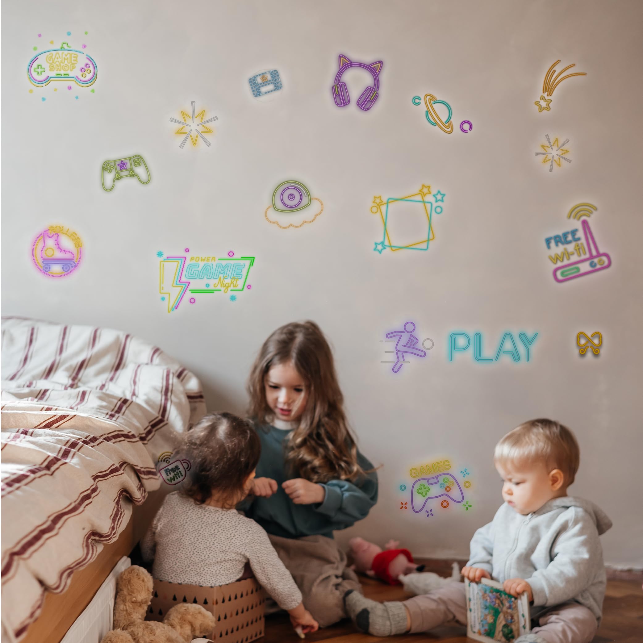 Xendelow Neon Gaming Wall Stickers easy to apply and remove with no residue.