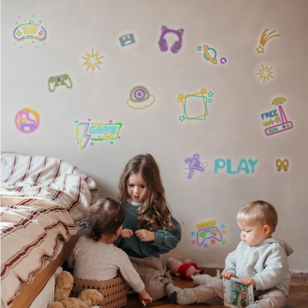 Xendelow Neon Gaming Wall Stickers easy to apply and remove with no residue.