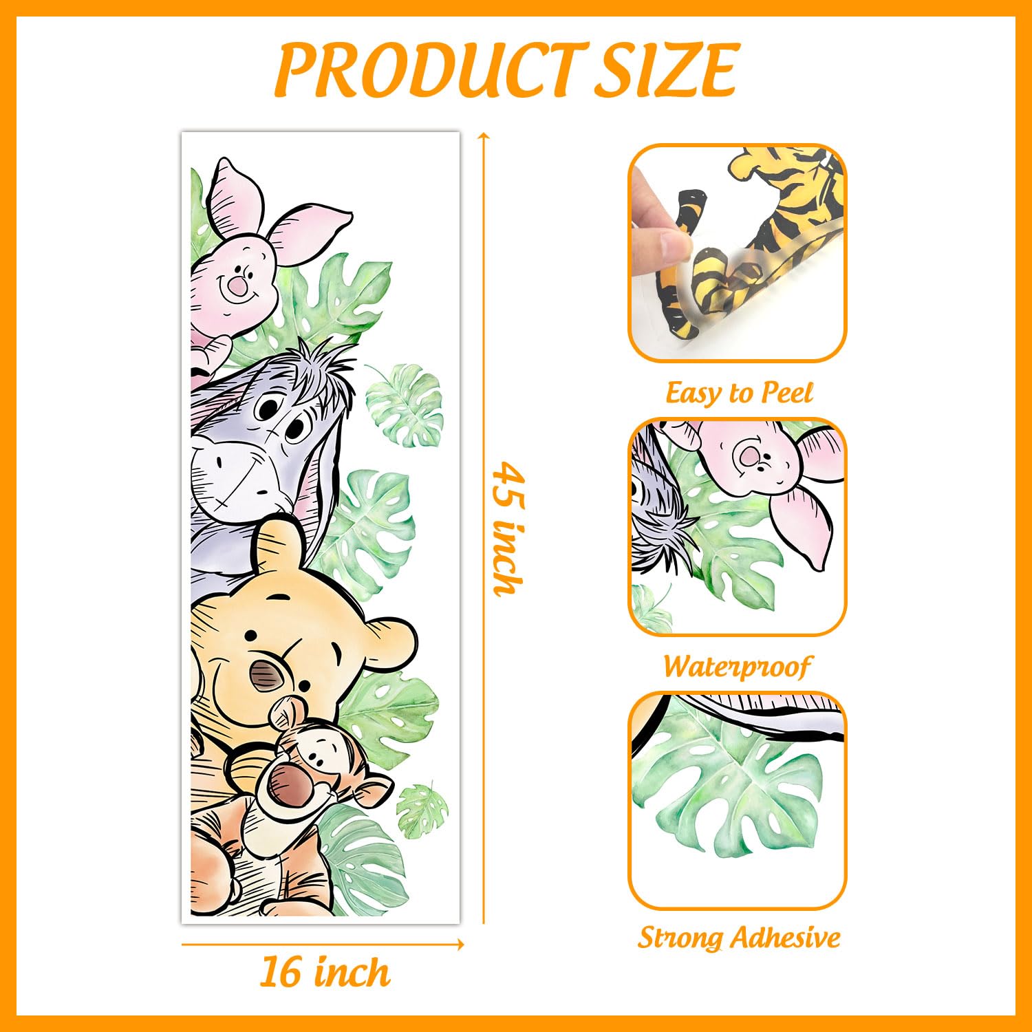 Xendelow Winnie wall stickers large 16x45-inch sheet creates bold wall statements in playrooms.