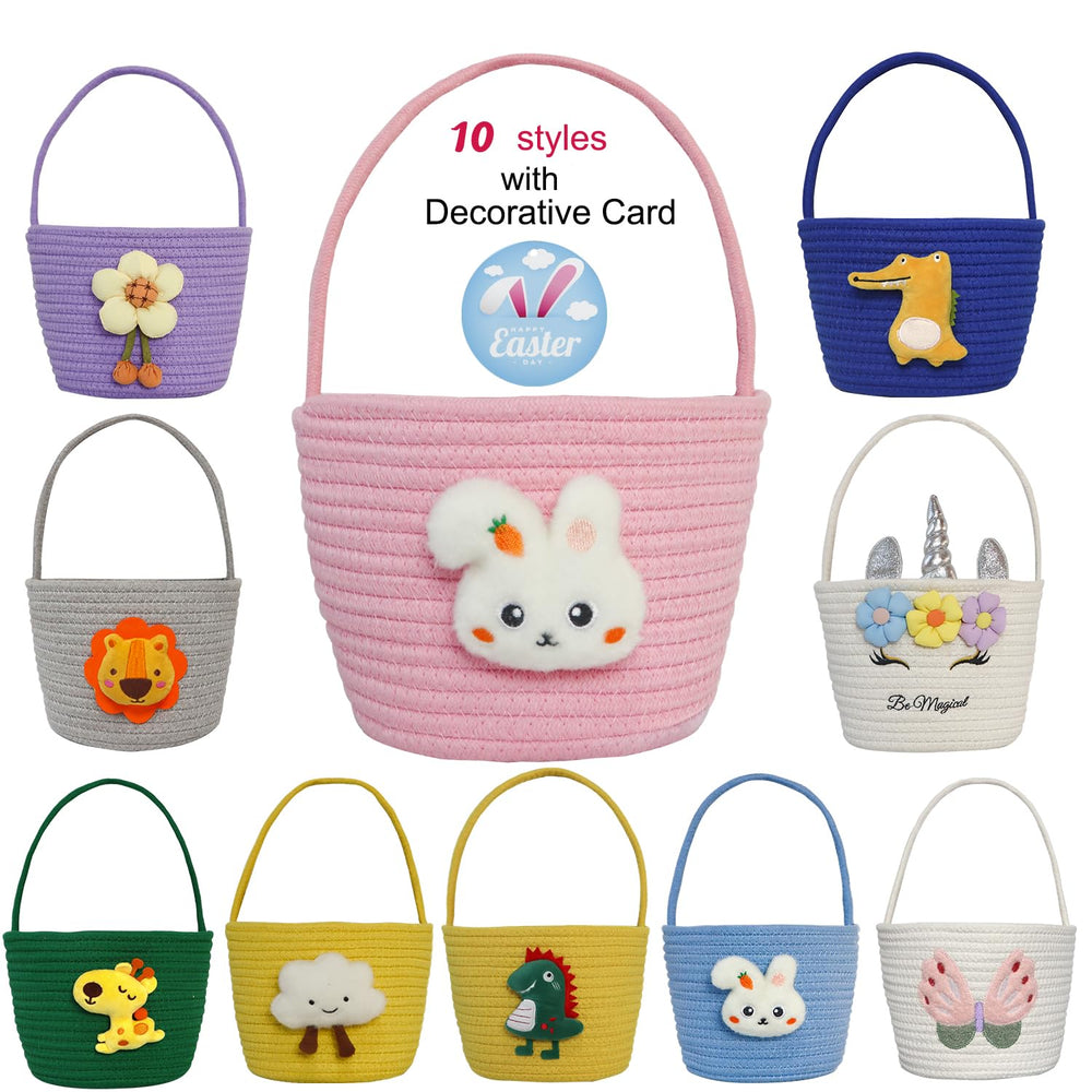 XENTUMI Easter basket dimensions show compact size with handle option