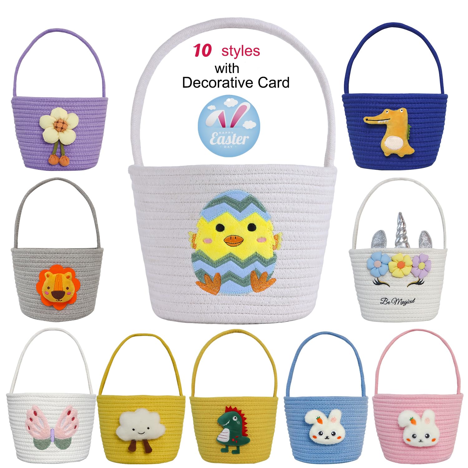 XENTUMI Easter Basket dimensions show size for storage planning