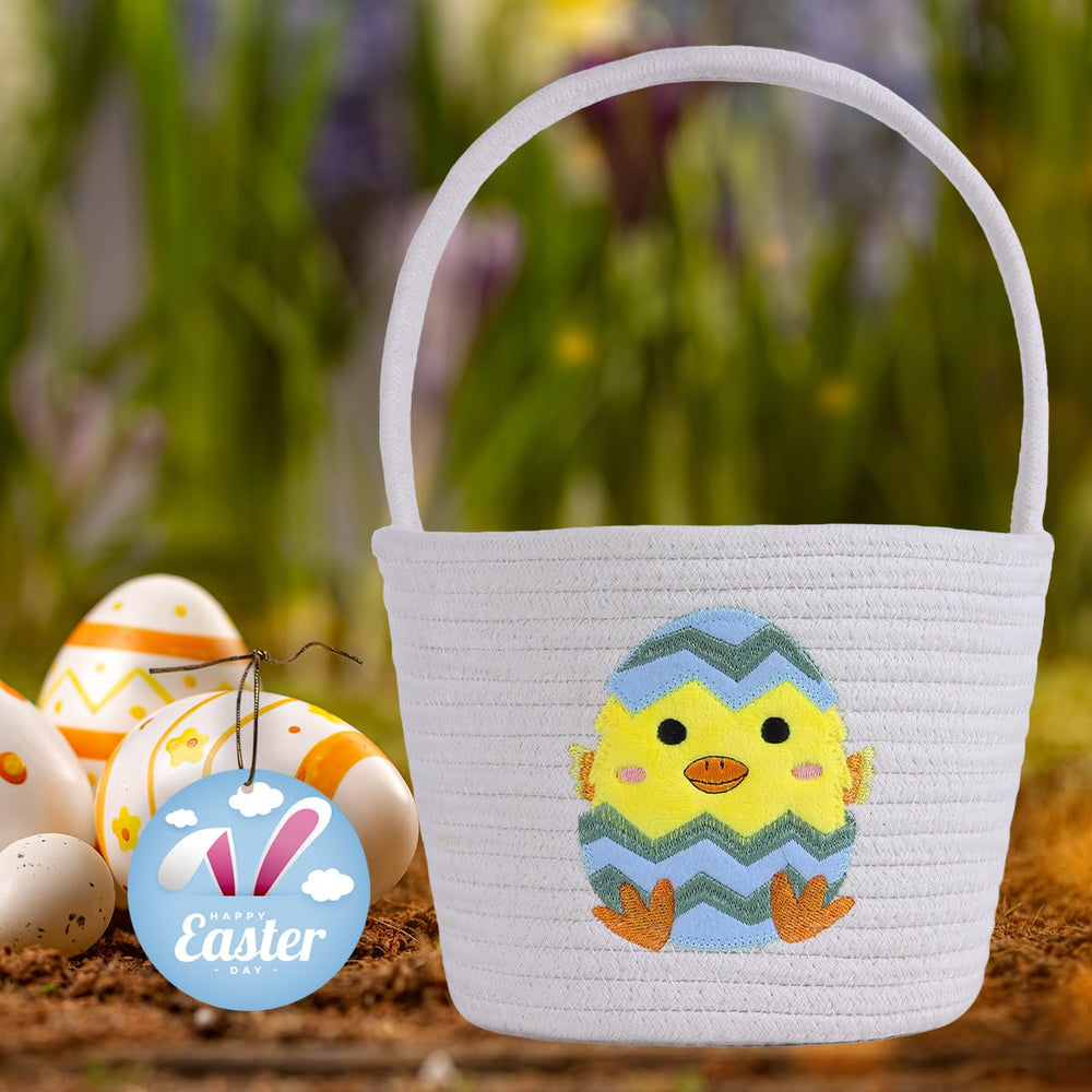 XENTUMI Easter Basket with sturdy handle supports easy carrying during celebrations