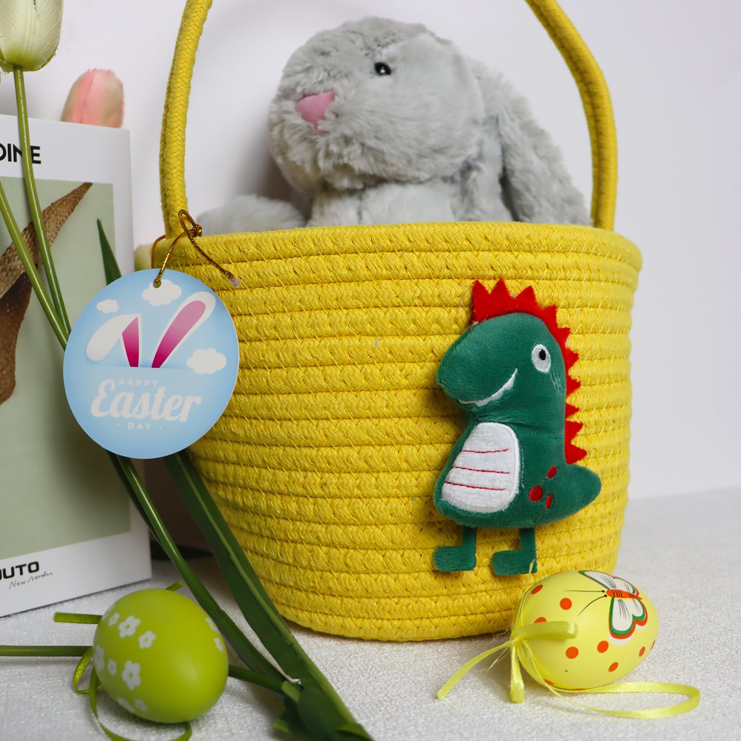 XENTUMI Easter basket size shows ample space for treats and treasures