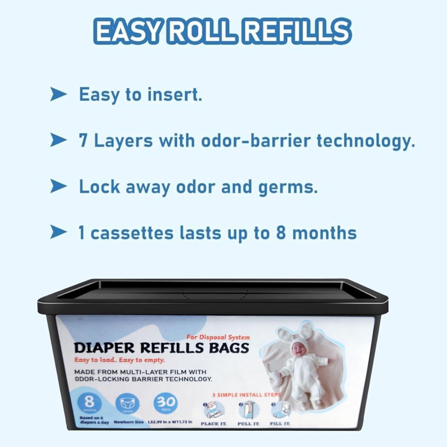 Xenxeng 7-layer odor-barrier design keeps nursery air clearer during diaper changes.