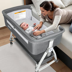 Xeoca baby bassinet carbon steel frame provides sturdy support for safe, steady rocking