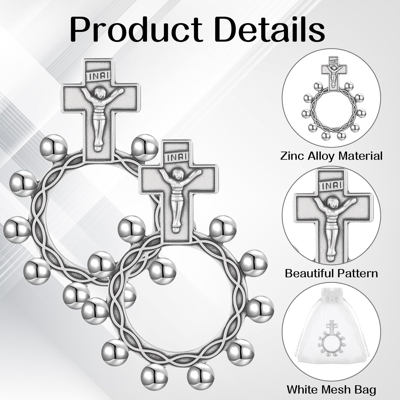 XEQWZVFR Miraculous Medal design close-up on finger rosary ring
