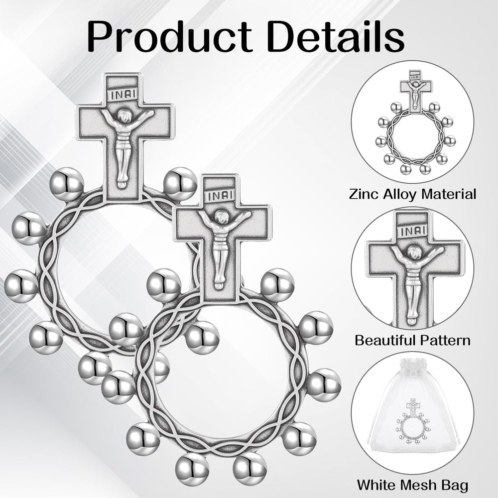 XEQWZVFR Miraculous Medal design close-up on finger rosary ring